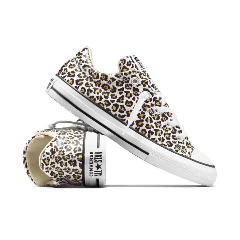 Converse Kids Low Top Sneakers White with Leopard Print